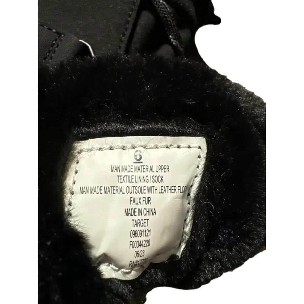Universal Thread Women Size 6 US Black Fur Lined Boots